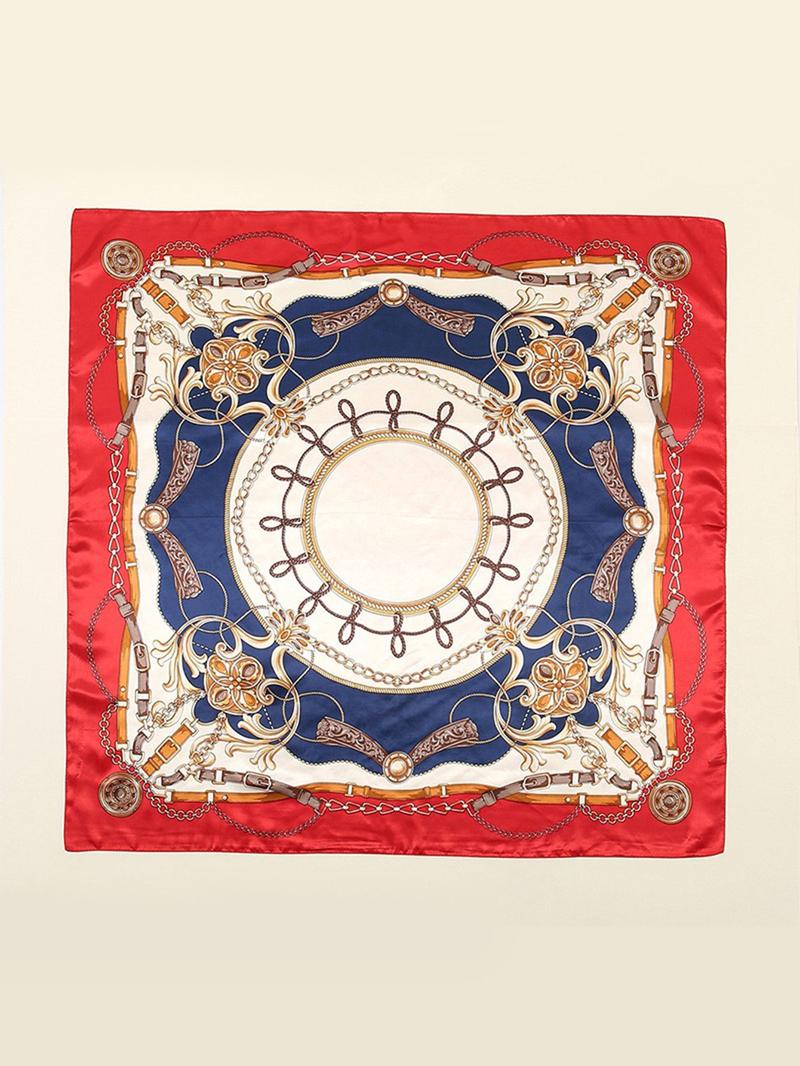 Women's Elegant Chain Print Square Scarf, Fashionable Soft Comfortable Scarf for Daily Wear, Casual Versatile Scarf for Women & Girls