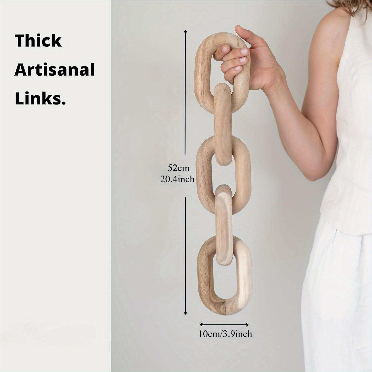 Wooden Chain Link Decor, 1 Count Modern Chain Link Ornament, Home Decor Accents & Bookshelf Decor, Small Home Decor for Shelves & Console Table Decor, Home Decor Ornaments