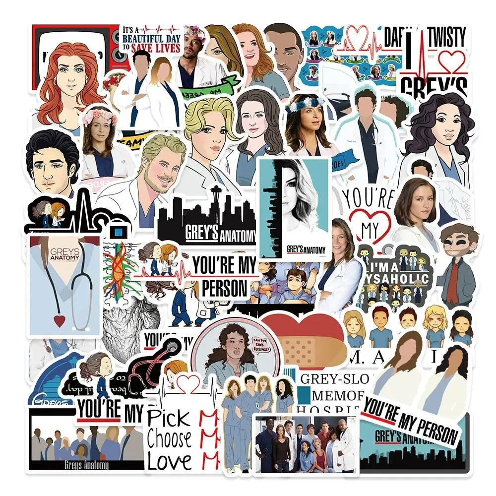 10/30/50pcs Cartoon Greys Anatomy Graffiti Stickers Classic TV Series Decals for Motorcycle Luggage Notebook Waterproof Sticker