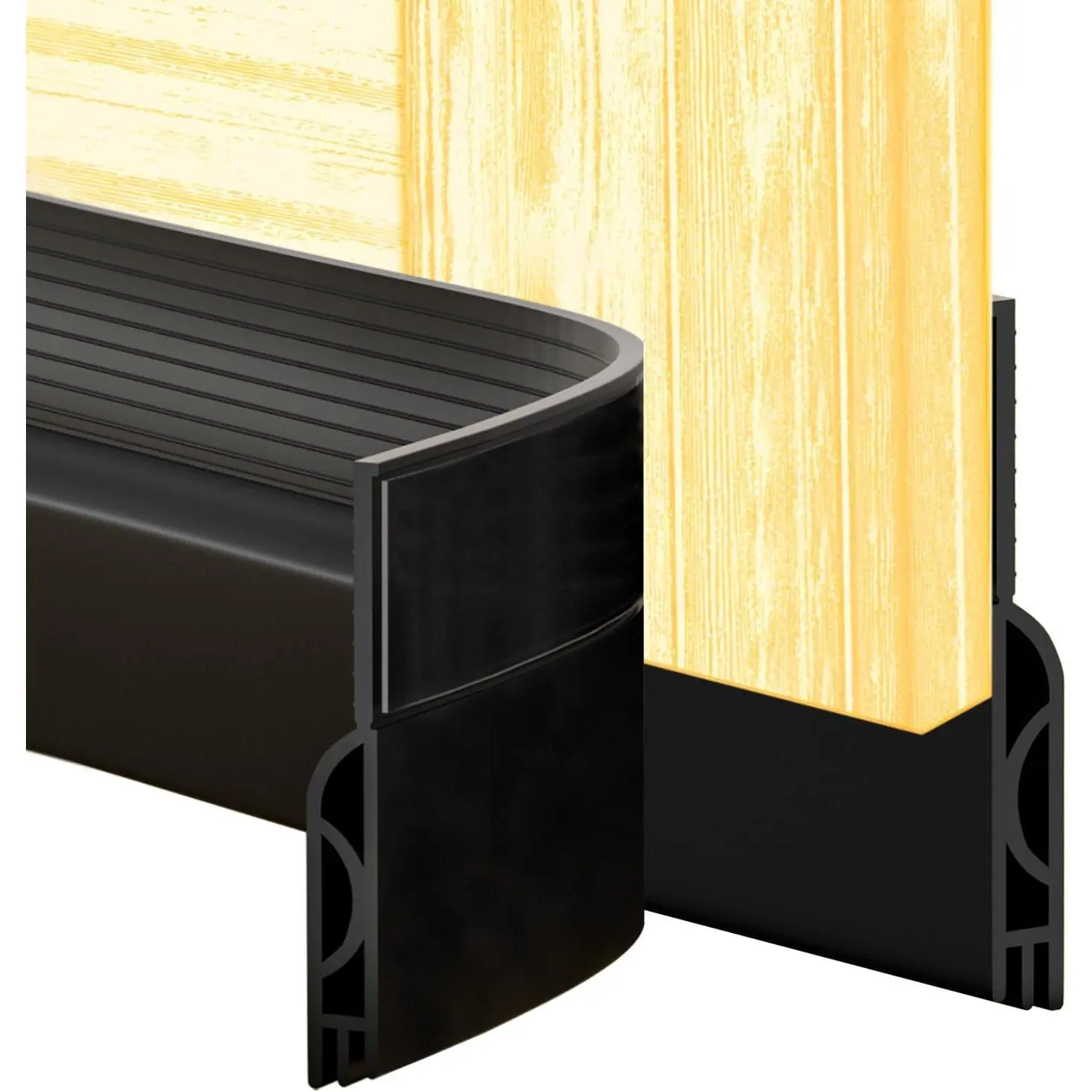 Door Draft Stopper for Bottom of Door, Weather Stripping Door Seal Door Gap Blocker Draft Noise Cold Air Insulation for Exterior Interior  Easy Adhesive Installation (Black, 39")