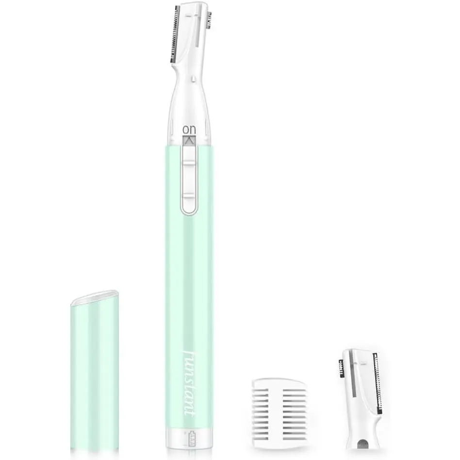 Eyebrow Trimmer, Precision Electric Eyebrow Razor for Women Battery-Operated Facial Hair Remover with Comb No Pulling Sensation Painless for Face Chin Neck, Upper-Lip, Peach-FuzzGift