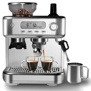 20 Bar Semi-Automatic Espresso Machine with Built-in Grinder and LCD Display – High-Power Milk Frother, 78oz Removable Water Tank – Professional Home Barista Coffee Maker – Stainless Steel – Color: Starry Grey