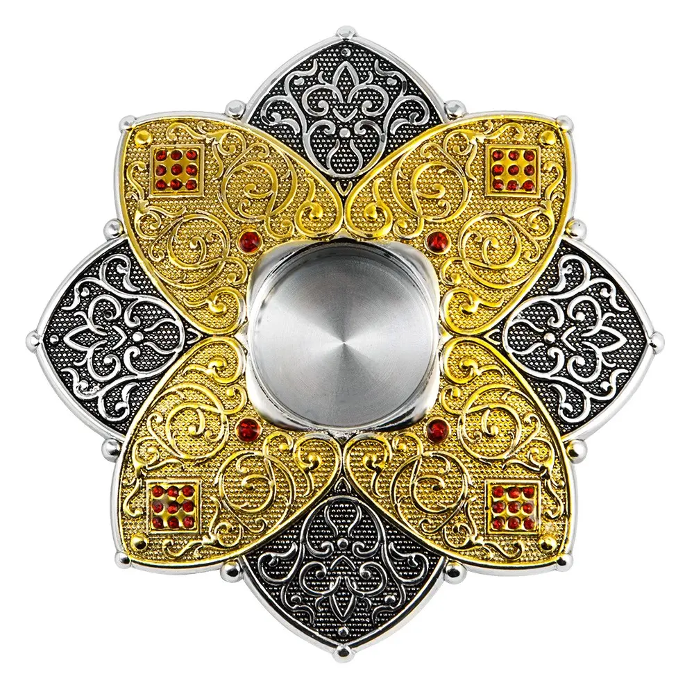 Russian Orthodox Holy Relic Box, Eight-Petal Flower Religious Keepsake, Zinc Alloy, Ruby Inlaid, Vintage Home Altar Decor, Christian Sacred Gift