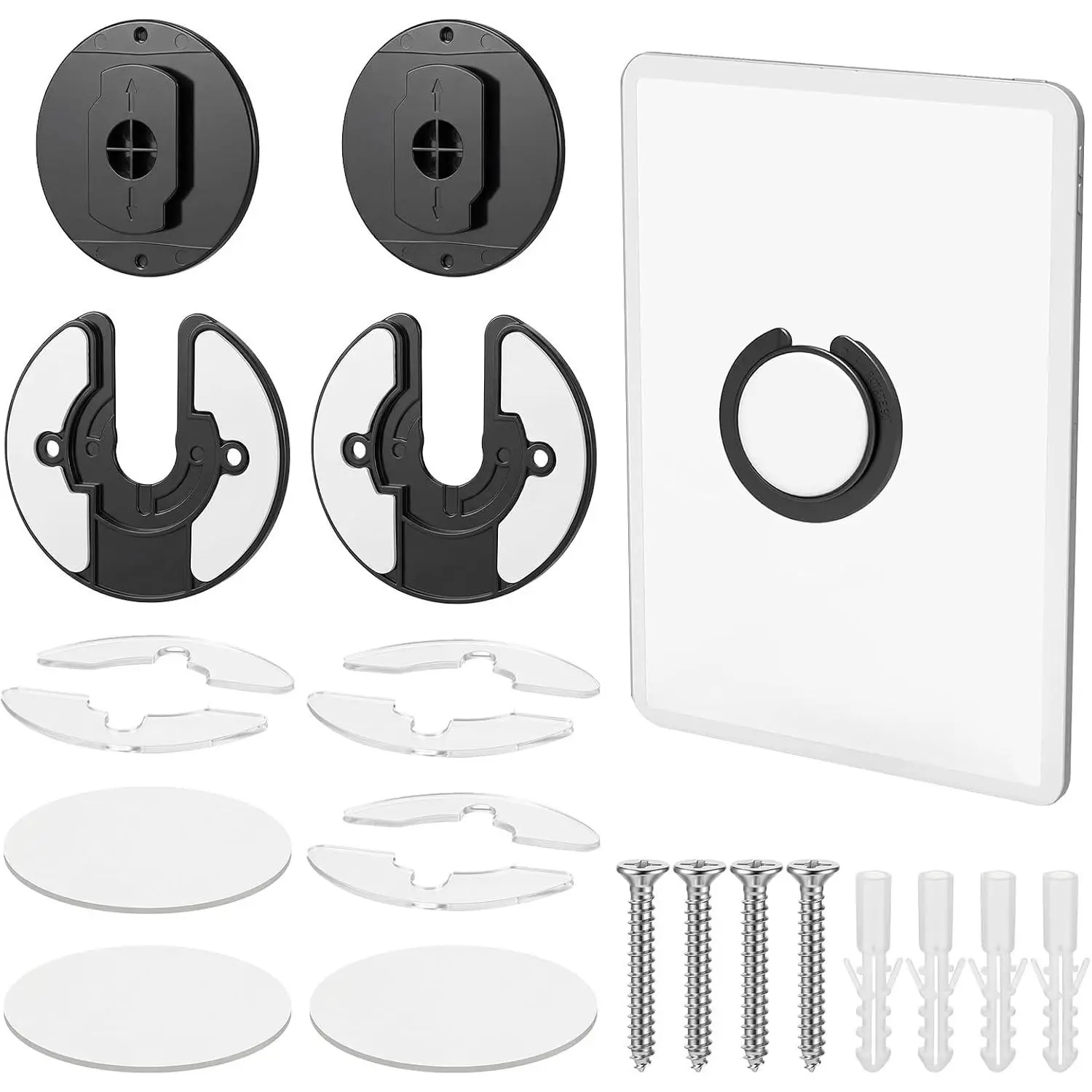 2 Pcs Universal Tablet Wall Mount Adjustable 90 Degrees Rotating Tablet Holder Sturdy Kitchen Wall Mount Compatible with Most Phones Tablets Devices and More