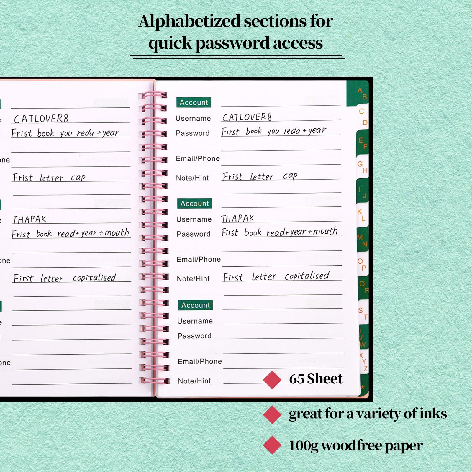 Password Book with Alphabetical Pages, A5 Password Logbook and Workbook Journal, Website Password Keeper, Personalized Logbook for Secure Data Management #GLOBAL PICKS