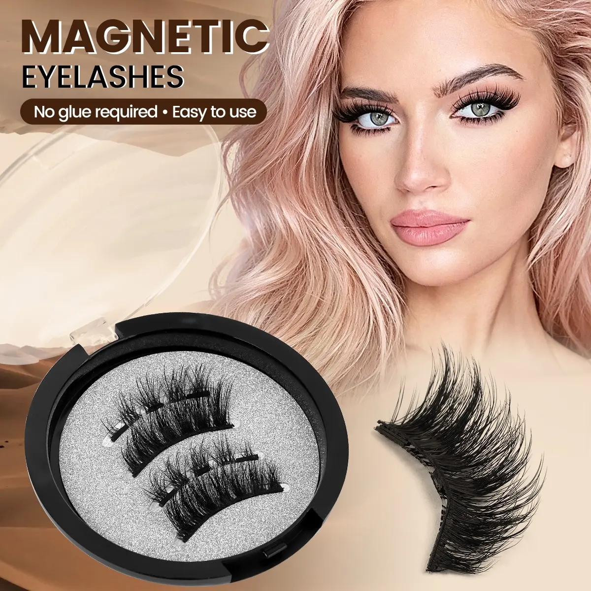 MAANGE 1 Pair Magnetic Eyelashes, Glue Free Wispy Fox Eye Magnetic Lashes, Soft Lightweight Reusable False Eyelashes, No Irritation, Easy to Wear for Makeup Beginners, Create Charming Cat Eye Look for Daily, Dating and Party Eye Makeup