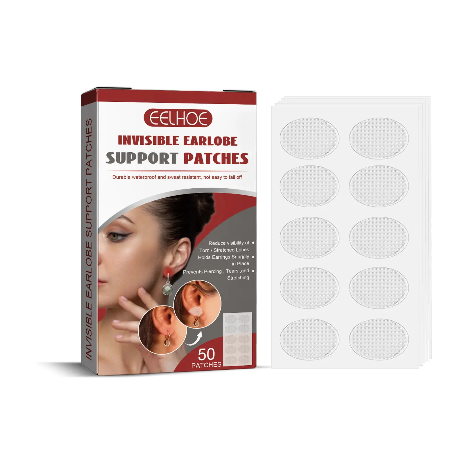 Eelhoe Invisible Transparent Earlobe Support Patches, Protective Makeup Tool for Beauty & Personal Care Use, Cosmetic, Smooth, Easy Apply