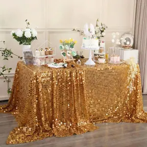 Nordic & American-style hotel INS wedding banquet tablecloth, hexagonal tulle base with iridescent large fish-scale sequin table cover