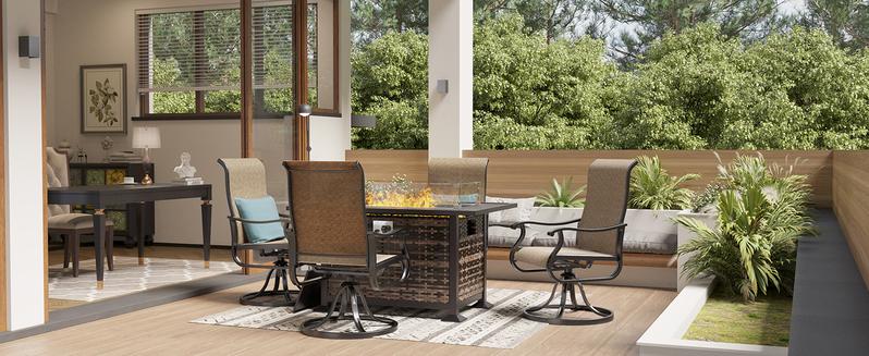 [Labor Day]Amopatio Patio Swivel Chairs Sets, Outdoor Rocker Dining Chairs with Textilene High Back&Metal Frame for Family/Garden/Backyard/Deck/Porch