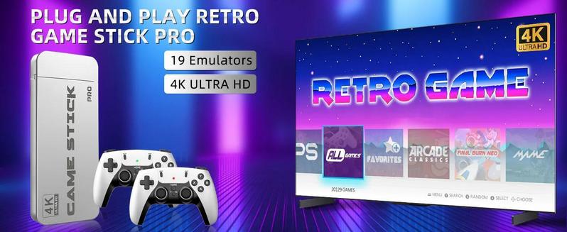 [flash sale]Retro Video Game Console, Plug and Play Controllers Video Game Retro Play Game Stick Built in 20000+ Games, 23 Classic Emulators, 4K High Definition HDMI Output for TV