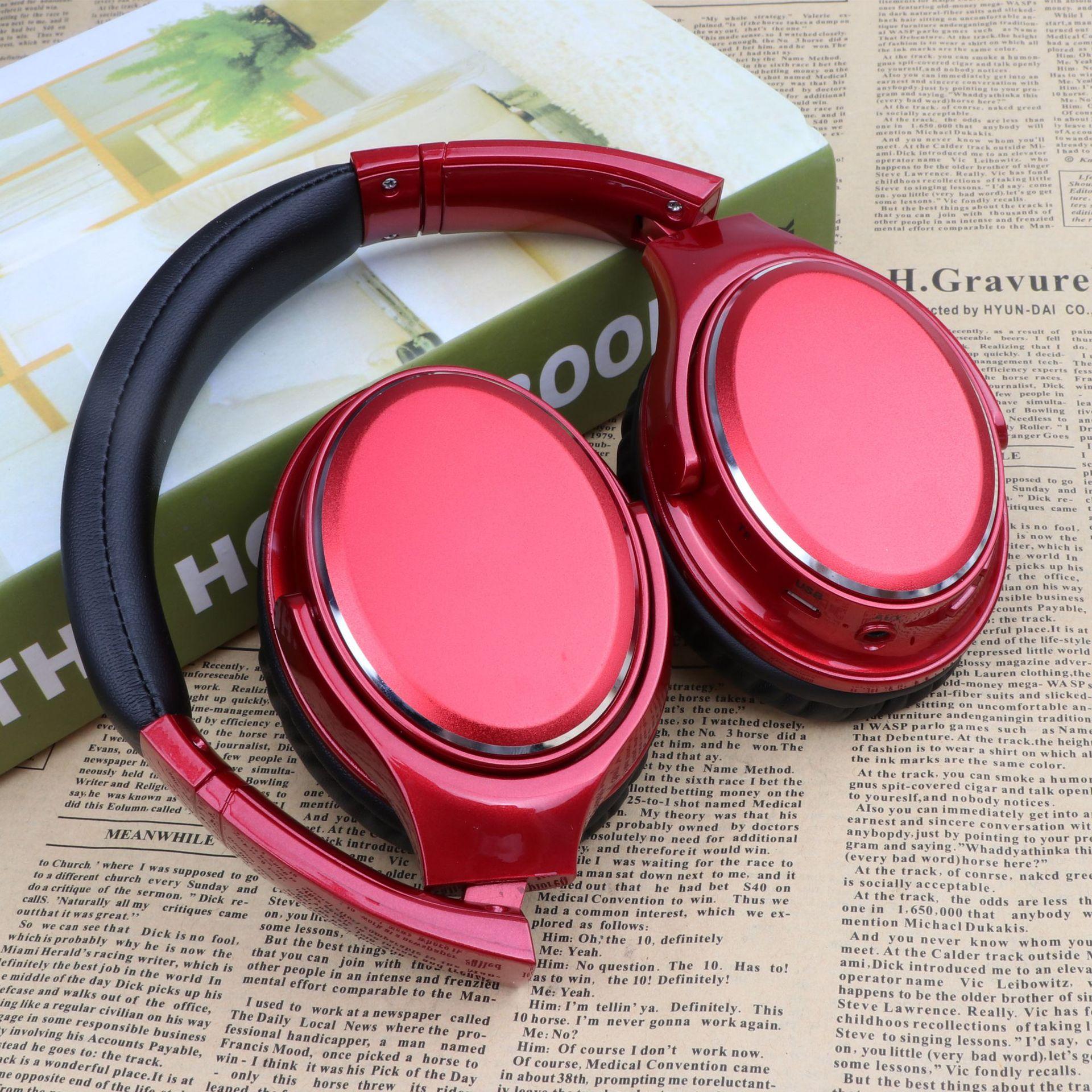 Retro over-ear Bluetooth headphones with card slot, foldable, wireless noise-cancelling music headset