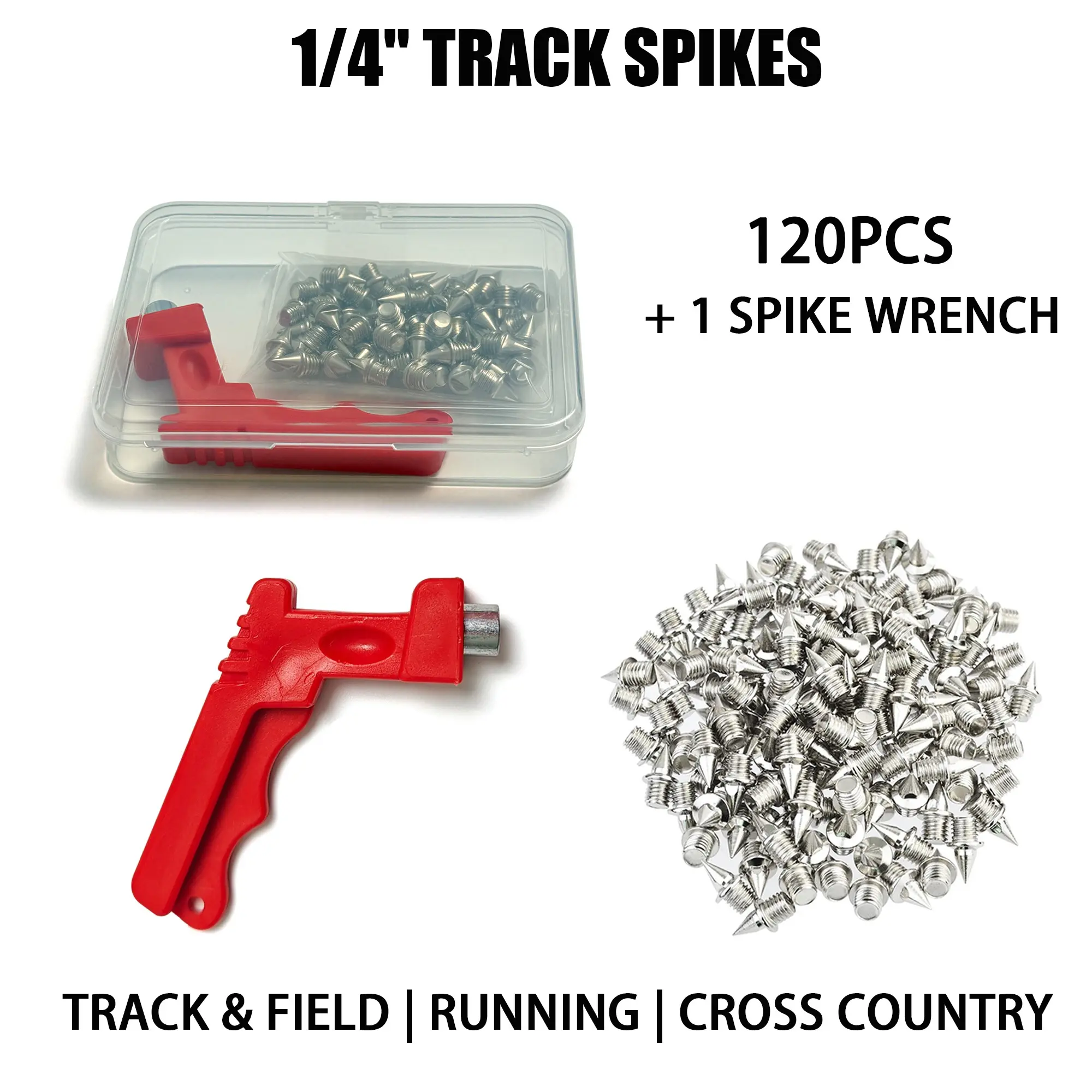 1/4 Inch Running Track Spikes with Wrench, Replacement Spikes for Track and Field Shoes