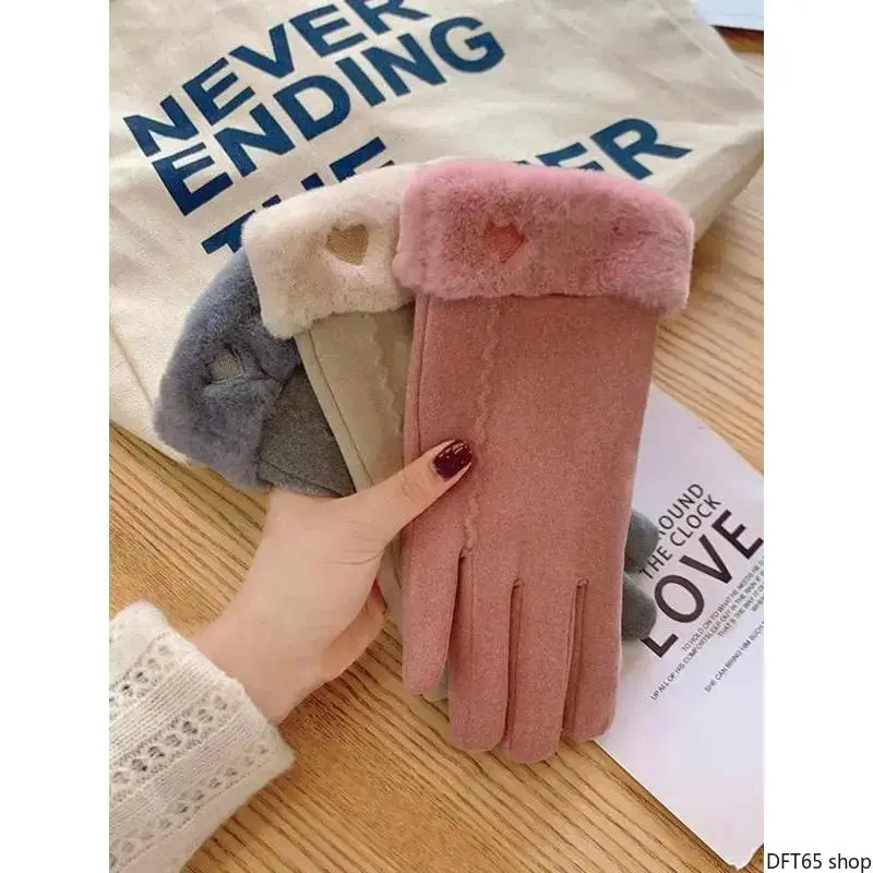 Women's Synthetic Fleece Gloves - Solid Color, Thick Plush Lining, Windproof, Heat-Retaining, Stretch Flexible Fabric, Comfort Fit for Cold Outdoor Cycling, Walking - Winter Hand Warm Protective Accessory (Womens Wear Compatibility)