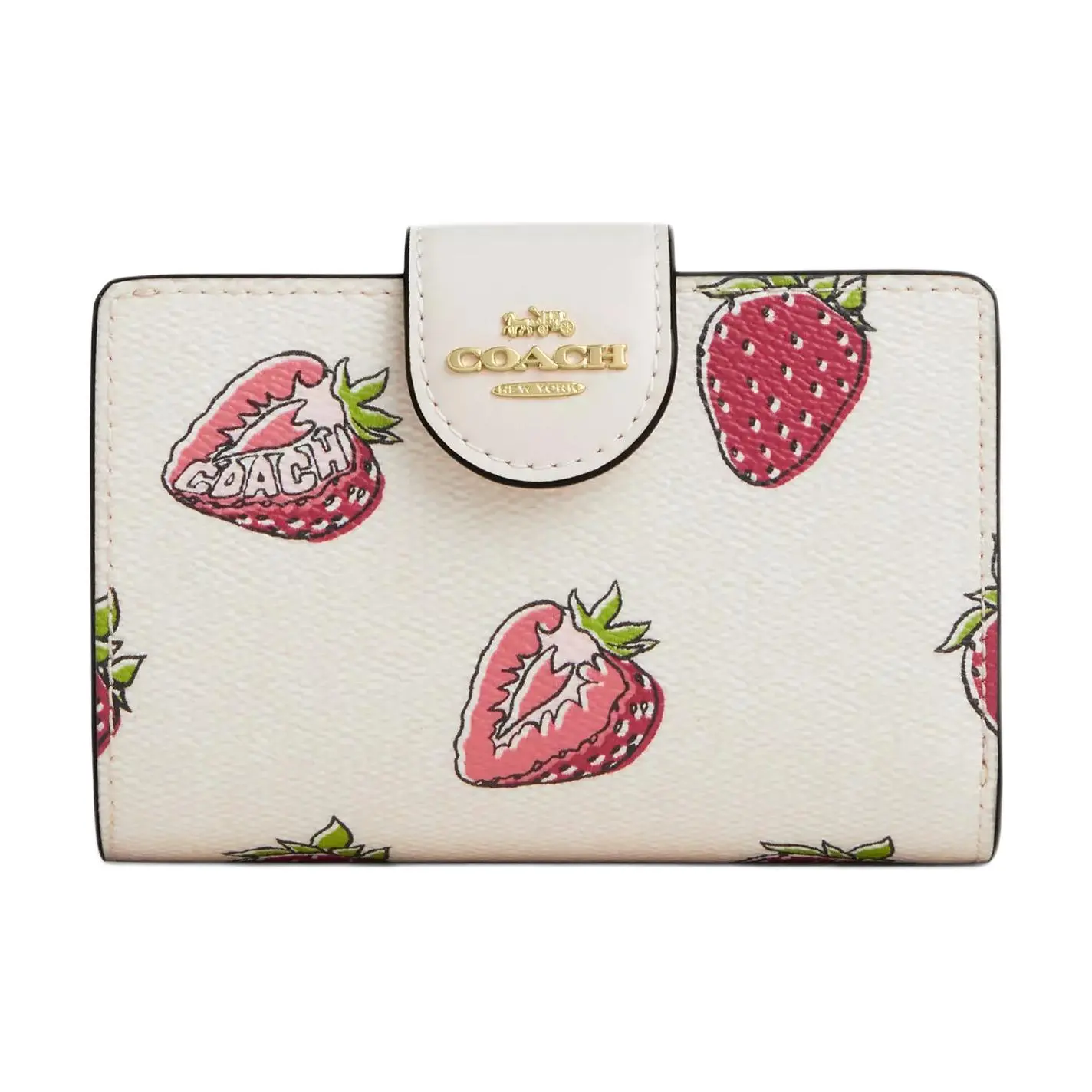 Coach Strawberry Print Coated Canvas Wallet for Women in White