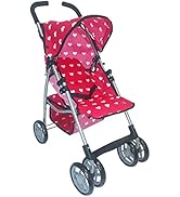 Convertible Combo Baby Doll Stroller for 3 Year Old Girls & Up |   Play Toy Baby Stroller for Dolls, Folding Adjustable Bassinet Carriage Buggy with Storage Basket Converts to Sit Up Pushcart Pram, Red