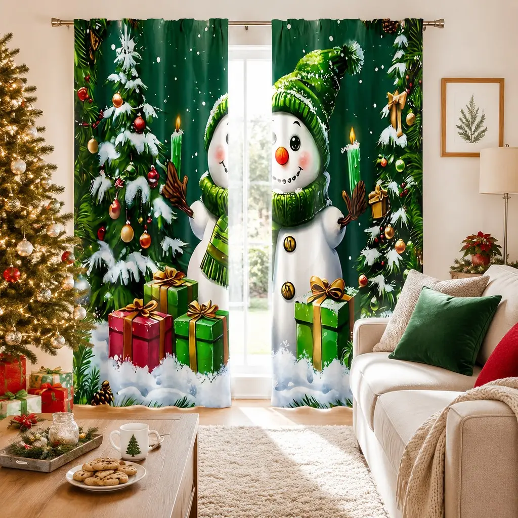 2-piece set, geometric circular line, pocket pole installation, digital semi blackout printed curtains, Easy Install Curtain, polyester material, suitable for living room, bedroom, Window Curtain, Window Drapes
