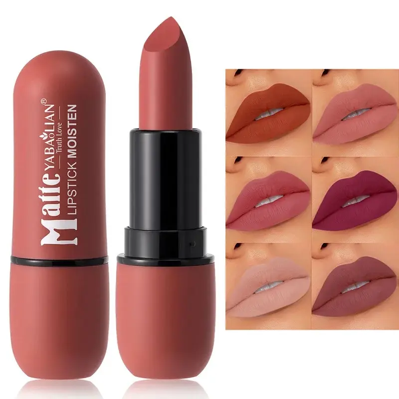 6-Color Matte Lipstick: Velvet Lip Color, Smooth, Waterproof, Long-Lasting Color Lip Makeup Gloss Lipgloss