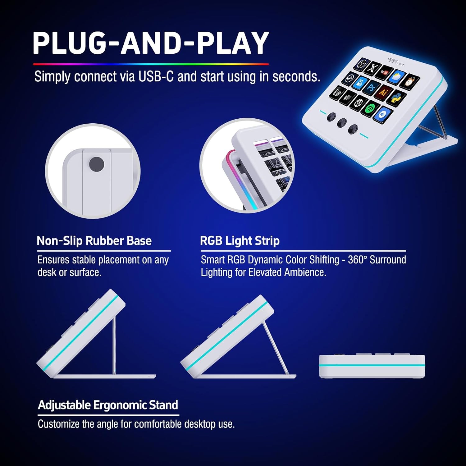 Macro Keypad, Stream Controller Deck Gaming Streaming Shortcut Keyboard ...