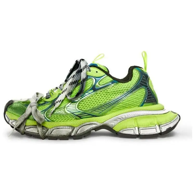 Balenciaga 3XL Mesh Lace-Up Distressed Low-Top Dad Shoes for Men in Green Verifiable, with credentials and supporting global authentication