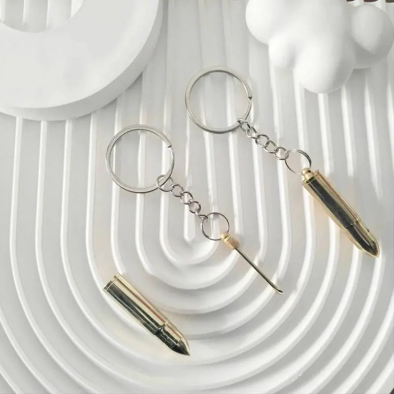 Alloy Simulation Bullet Keychain with Ear Pick Brass Bullet Ear Pick