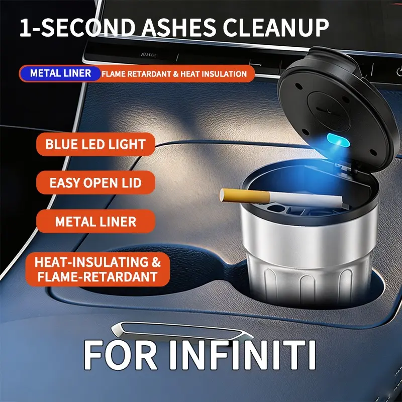 Suitable for Infiniti QX50, QX60, Q50, Q60 car ashtrays, car center console cup holder ashtray, smokeless ashtray, flame-retardant ashtray, cup-style ashtray, car interior accessories