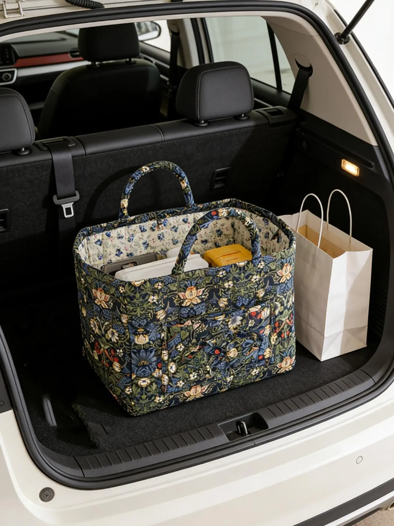 Floral Pattern Fabric Storage Basket, Portable Underwear Organizer, Home Organization for Kitchen Bathroom Bedroom Living Room Office