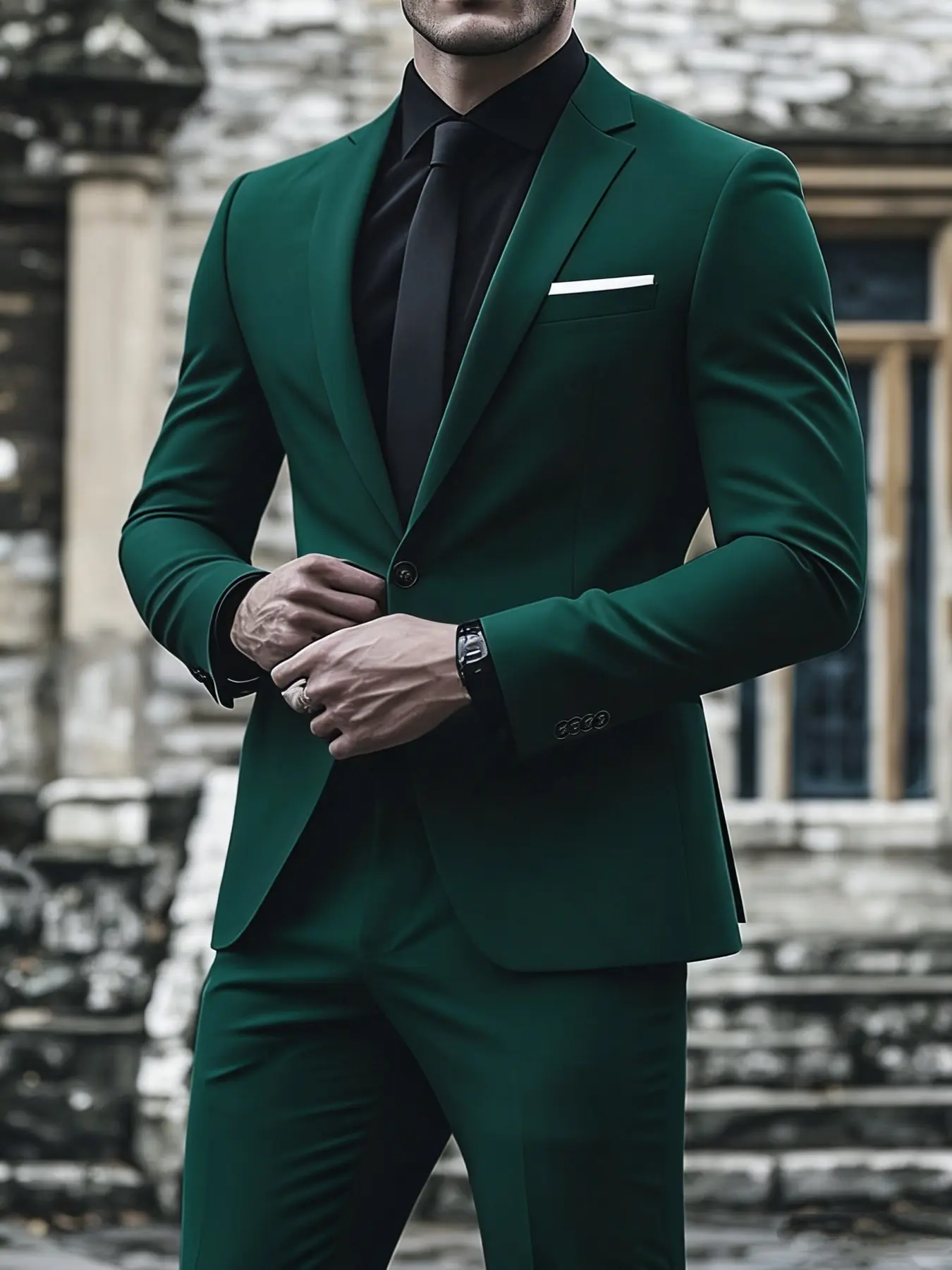 Men's Suit 2pcs Set, Formal Wear, Lightweight Comfort Long Sleeve Jacket And Pants, All-Season Wear for Wedding, Party And Event