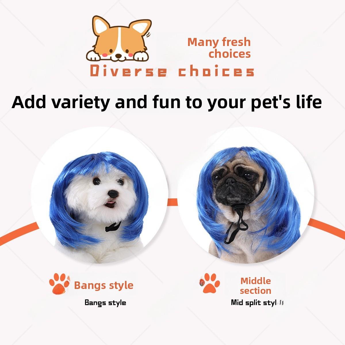 Funny Dog Wig Fashionable Pet Hair Accessory Adjustable Soft Material For Small Dogs Perfect For Parties Halloween Costumes And Cute Pet Photos