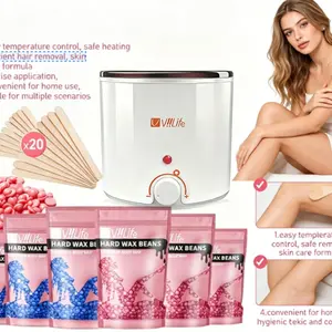 Vilife Hair Removal Kit, Home Use, Easy for Beginners, Includes Wax Pot, 6 Packs Wax Beans, 20pcs Wax Sticks, Pain-Free for All Body Parts, Body Care