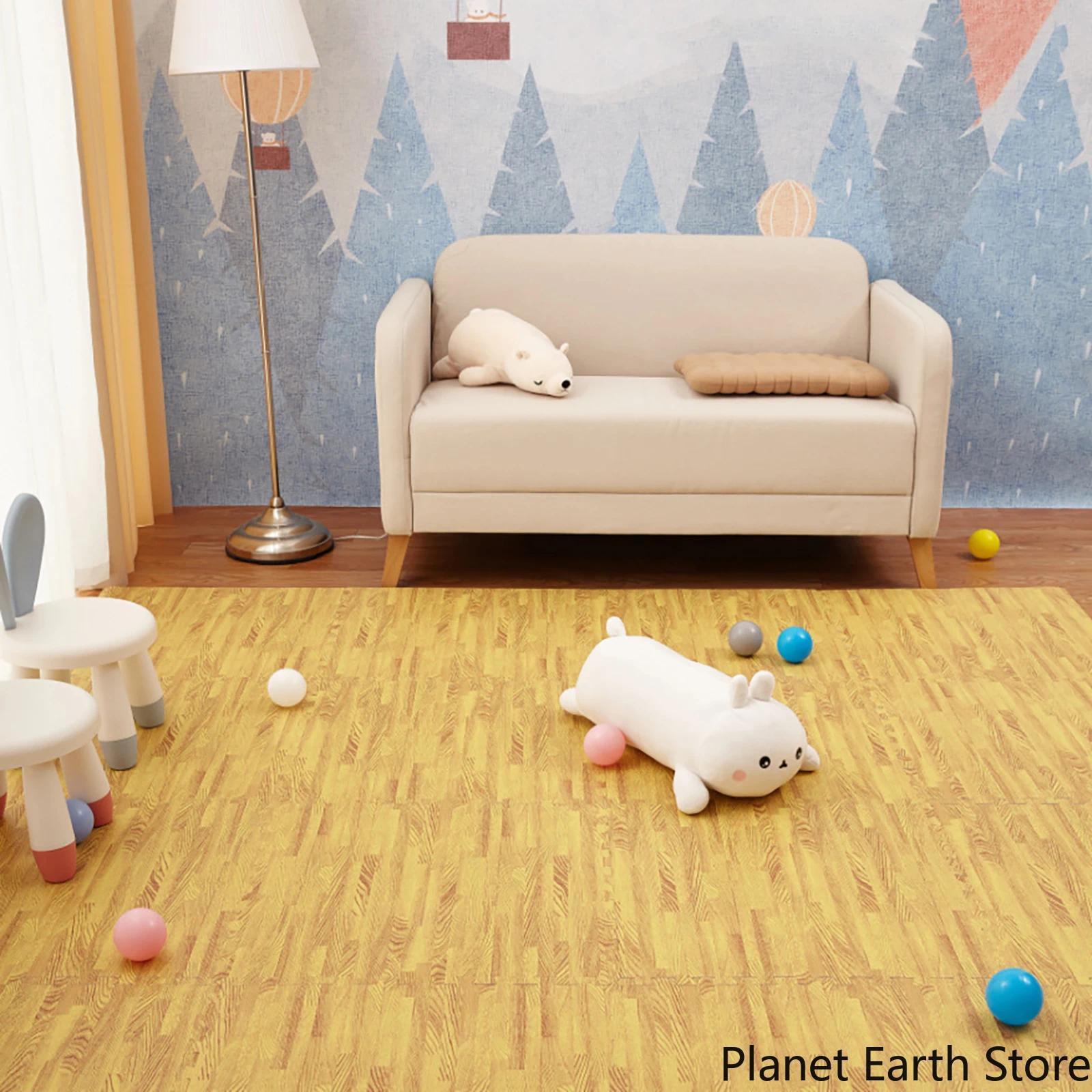 4/8/16/20Pcs Wood Grain Puzzle Mat 30x30x1CM Foam Play Mat Rug Floor Mat Carpet Play Mat Bedroom Decorative Interlocking Pad Mat