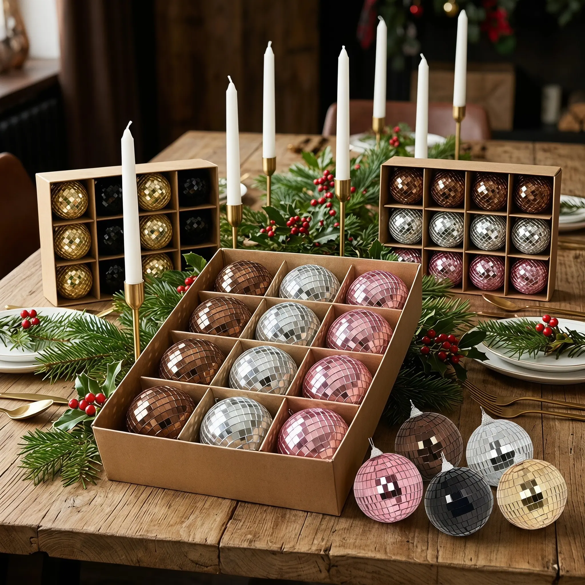 12-Pack 8cm Mirror Disco Christmas Decor Balls, Retro Disco Luxury Style, High Reflective Glass, Durable Plastic Core, Easy Installation