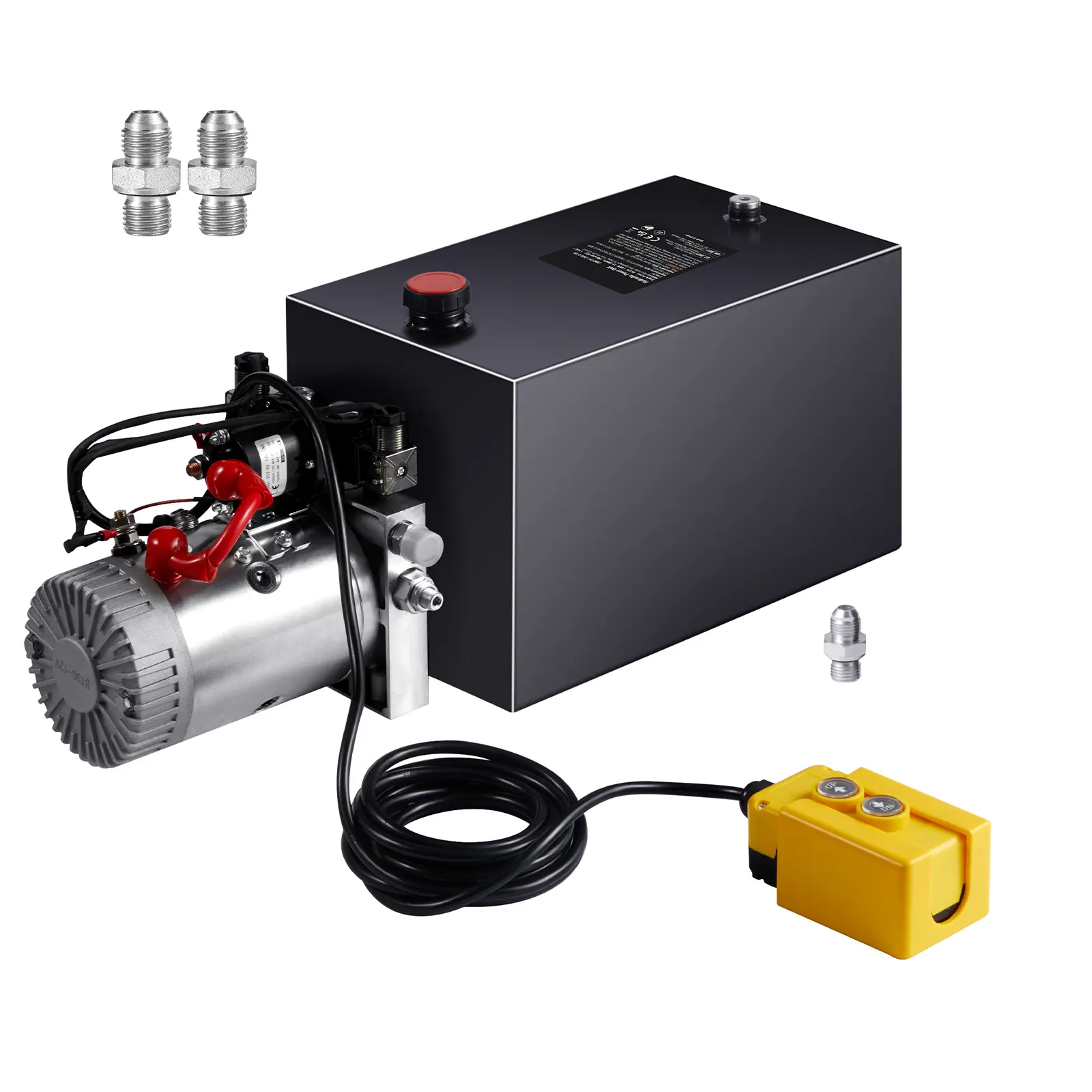 Hydraulic Pump, 15 Quart Hydraulic Power Unit, Double Acting Dump Trailer Pump, 0.91 GPM Flow Rate, 3200 PSI Max Relief Pressure, DC 12V Hydraulic Pump for Dump Trailer Car Lifting