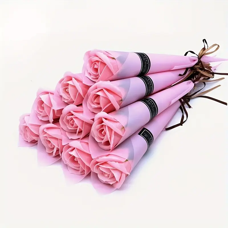Art-style 10pcs everlasting rose soap flowers. Exquisite craft for cleaning and decoration. All-match design for couple gifts, festival presents and home floral decor.