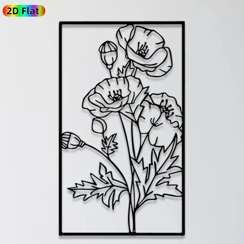 1pc Poppy Metal Wall Art,Poppy Statue Mural, Ideal Gift for Easter, Thanksgiving, Poppy Decor Enthusiasts, Rust-Resistant Metal Wall Decor Wall Sculptures, Perfect for Garden Fence & Living Room Wall, Unique Year-Round Home Decor