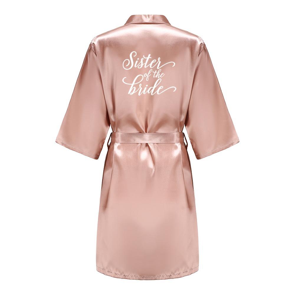 Rose Gold Satin Team Bride Bridesmaid Robe Wedding Bathrobe Gown Women Dressing Sleepwear Mother Maid of Honor Kimono