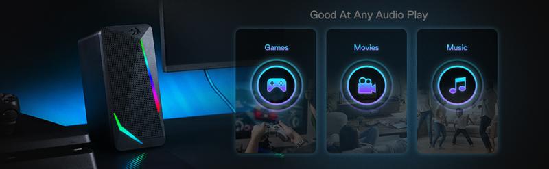 Redragon GS510 RGB Audio Desktop Speakers, 2.0 Channel PC Computer Speaker with 4 Colorful LED Backlight Modes, Enhanced Bass and Easy-Access Volume Control, USB Powered w/ 3.5mm Cable