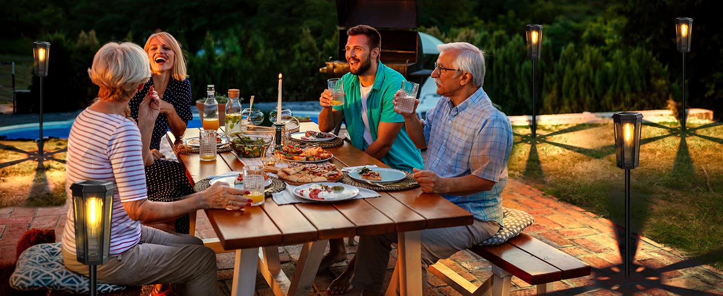 Ennvaofficial solar path lights for outdoor use, 6-piece set of solar hexagonal tungsten garden lights, bright LED pathway lights, solar-powered Edison bulb landscape lighting, suitable for outdoor walkways, courtyards, sidewalks, and yards (warm light)