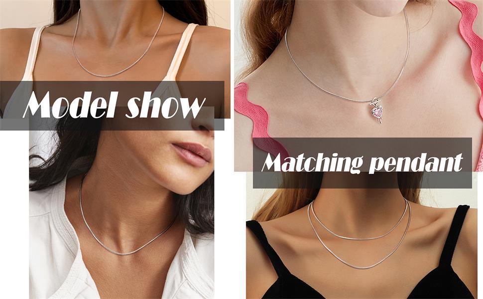 Cassieca 2 s Stainless Steel 1mm Round Snake Chain Box Chain Necklace Super Thin & Strong,16-30 Inch Daily