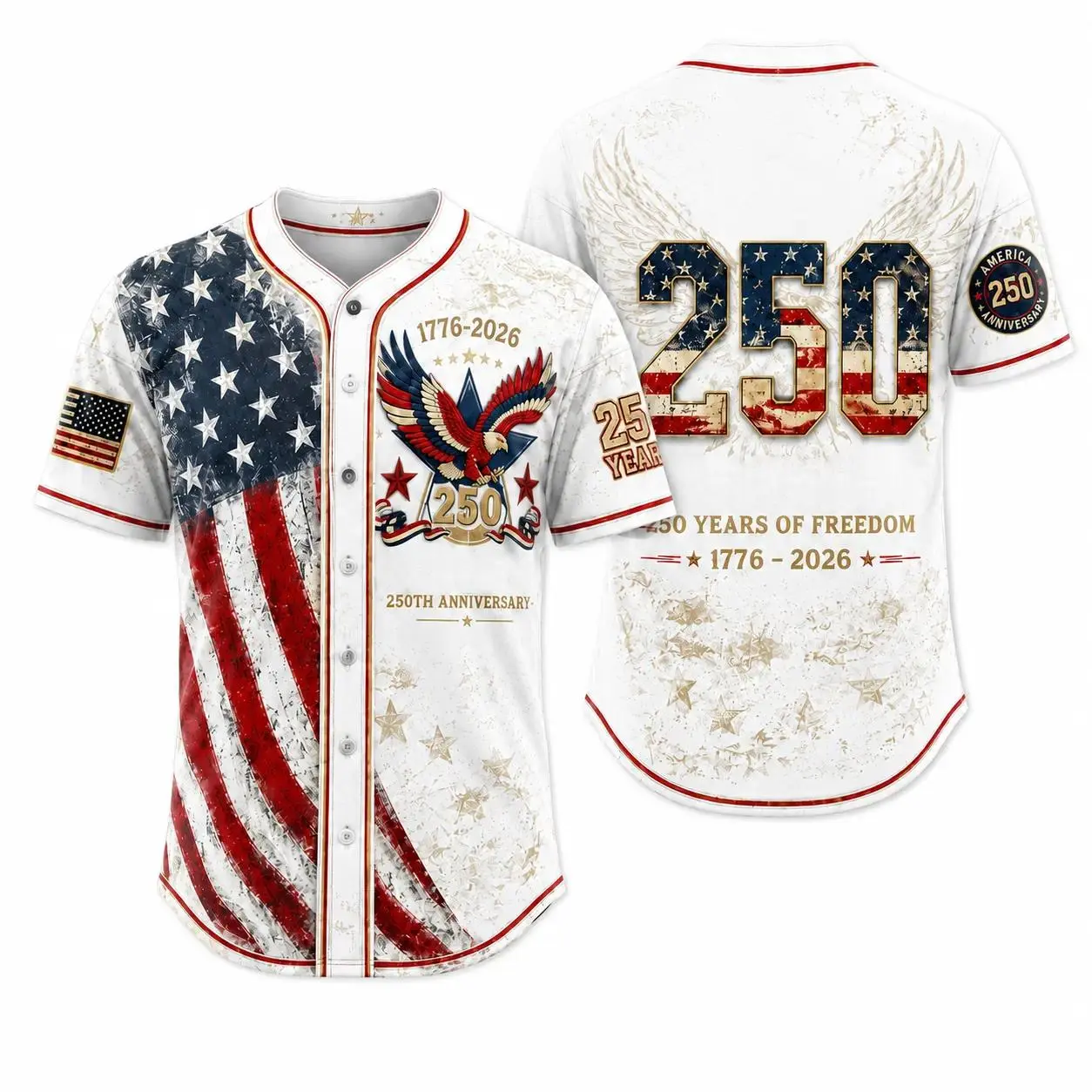 [Back to School] Men's Sporty Chic Graphic Jersey, 1776-2026 250th Anniversary Semiquincentennial Shirt, Patriotic Flag & Statue of Liberty Print, Fourth of July Barbecues Veterans Outfit, Independence Day
