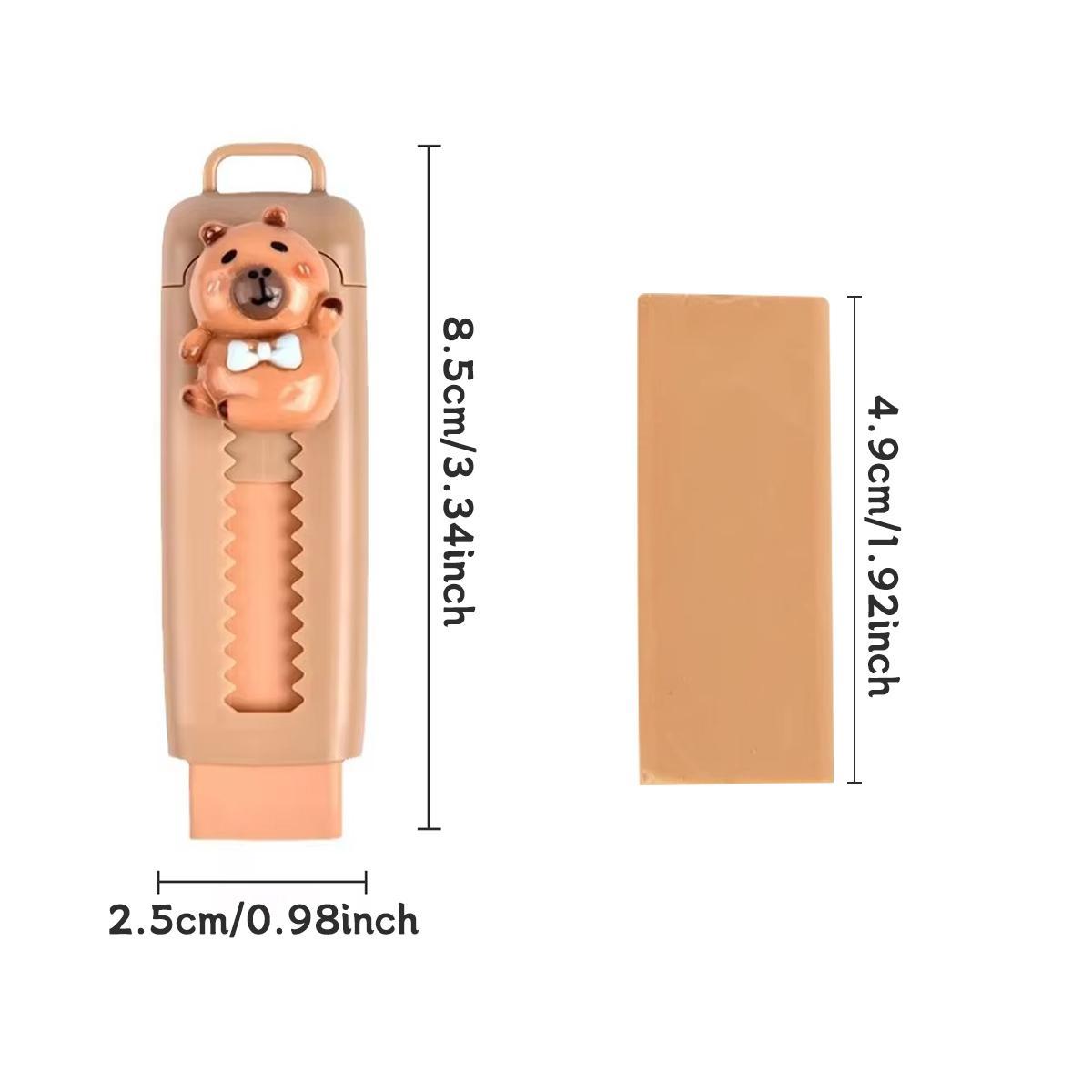 Cartoon Design Push & Pull Eraser, 1 Set Cute Students Pencil Erasers, Creative Cartoon Eraser for Students, Stationery Supplies, Office School Supplies