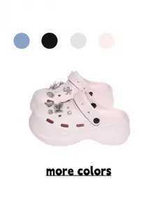 Women's Black Rhinestone Butterfly DIY Clogs, Bling Flower & Heart Decor Chunky Slides for Girls