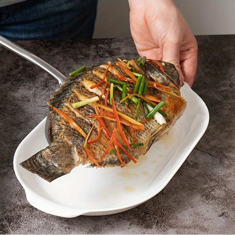 Stainless Steel Fish & Steak Turner - Multi-Functional Non-Scratch Flipping Spatula with Ergonomic Handle for Grilling, Frying, Baking - Durable Kitchen Tool for Home Cooks & Professional Chefs