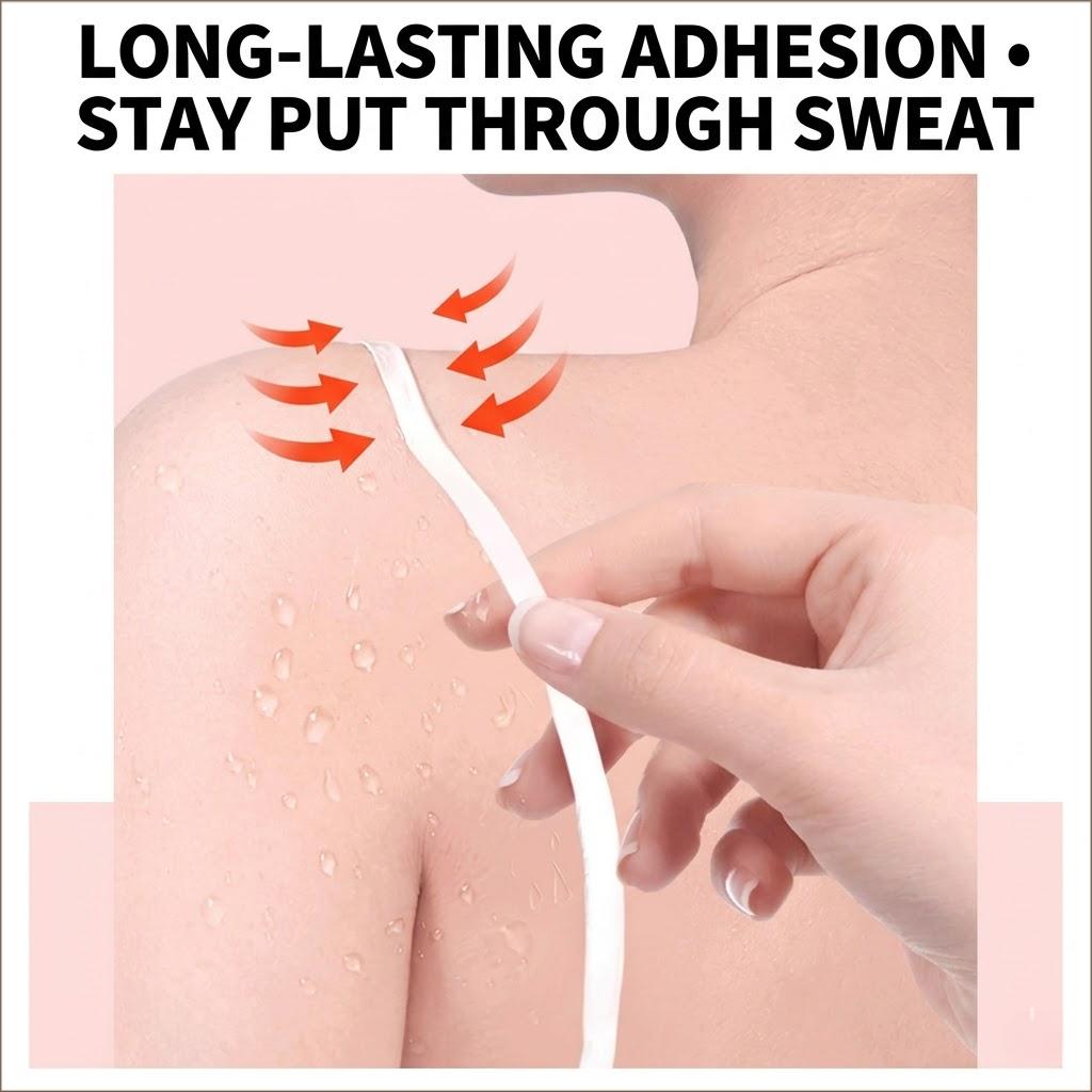 72 Count Double-Sided Clothing Tape Strips, Clear Invisible Adhesive for Securing Shirts & Dresses, Disposable PET Fashion Tape for No-Slip Outfit Hold, Ideal for Summer Wear