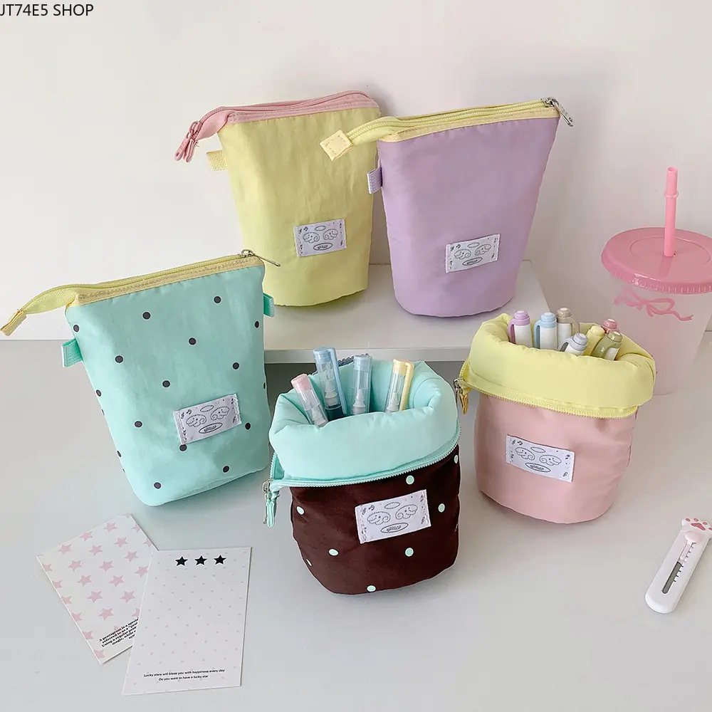 Large Capacity Solid Color Pencil Case for Students - Stylish Portable Desktop Stationery Organizer for School Supplies, Portable Bag