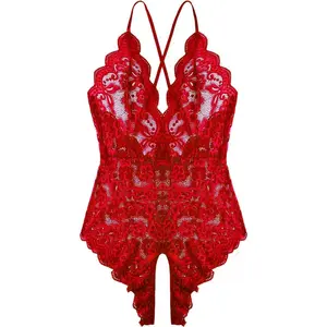 Goddess wardrobe Women One Piece Lingerie Sexy Teddy V Neck Bodysuit Lace Nightie