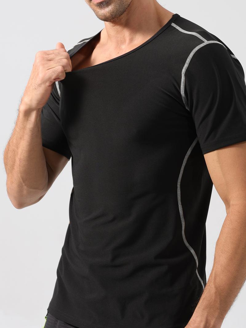 OLLAS Men'S Sauna Suit Shirt - Sweat Absorbent Compression Vest with Waistline, Quick-Dry Workout Top for Gym, Training & Casual Wear - All-Season Body Shaper Jacket in Black & Golden, Sleek Modern Design, Durable Sportswear, Sweat-Resistant Fabric,