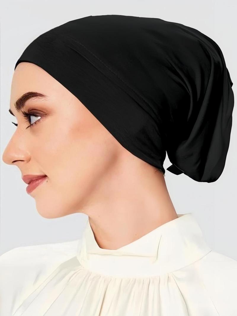 1 Piece Women's Minimalist Muslim Hijab Turban Cap, Elegant Solid Color Head Wrap Hat, Simple Style Clothes Accessories for Daily Use