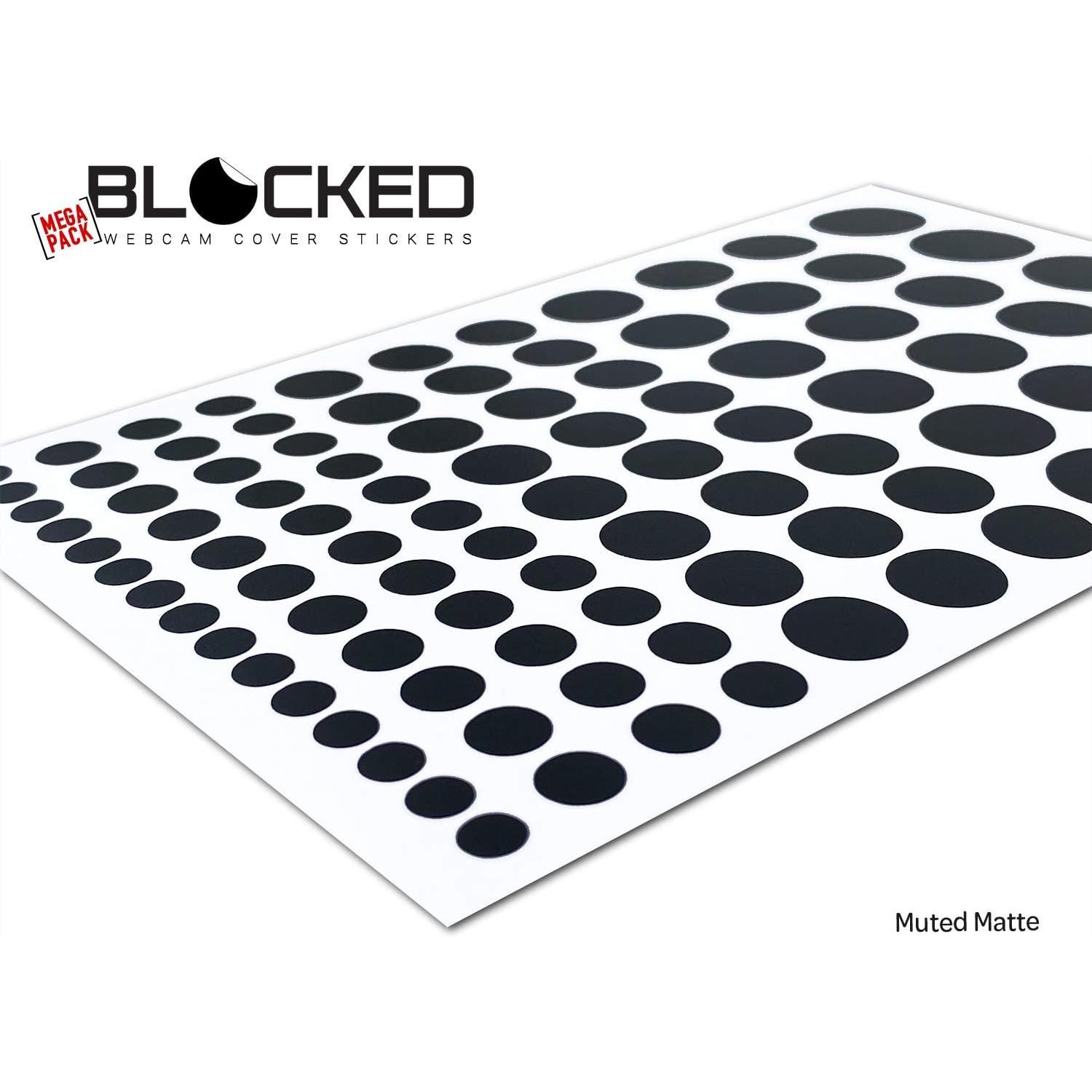 Vinyl Webcam Cover Stickers | 95 Restickable & Stackable  Covers | for  Camera-endable Devices | 5-Sizes | Black (Matte)