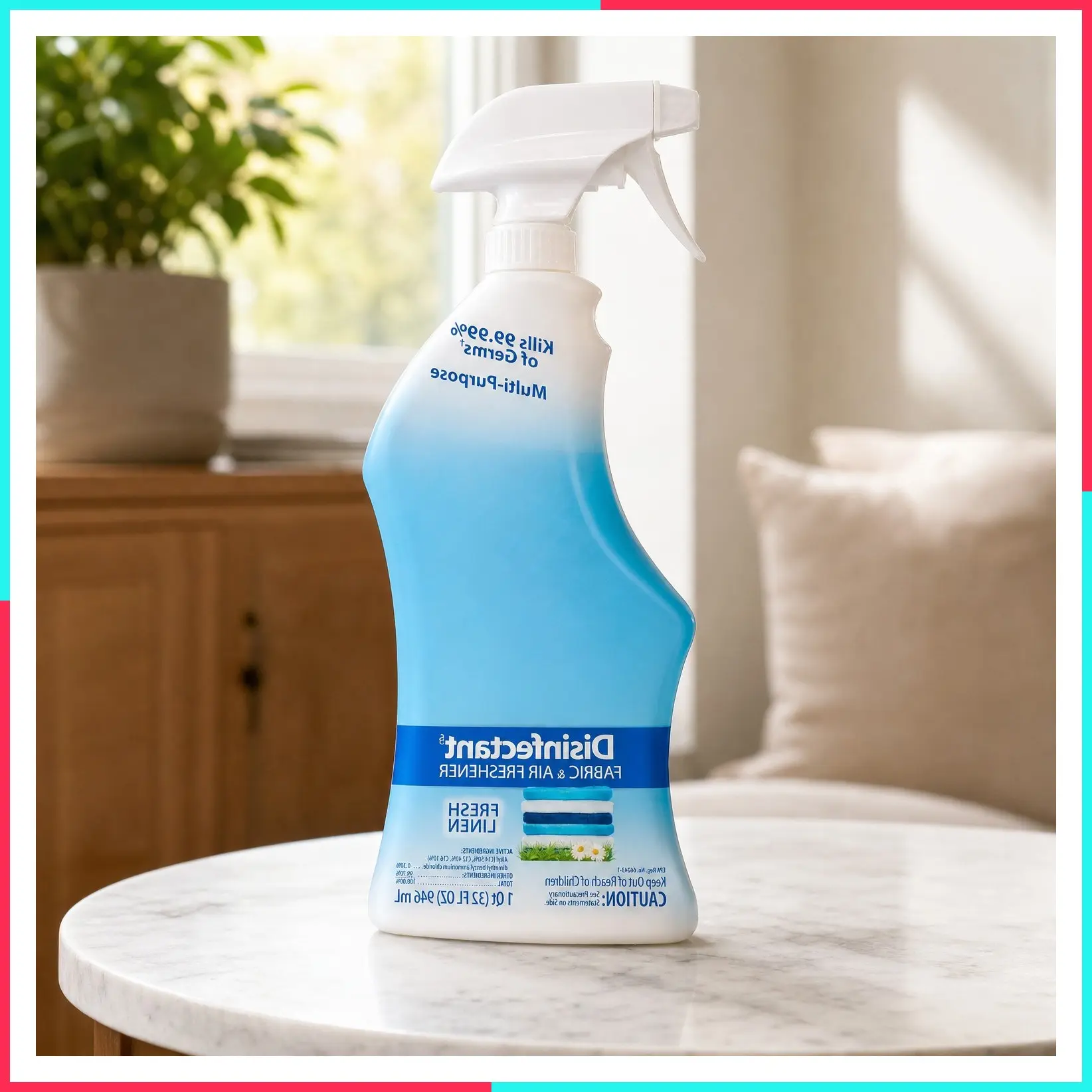 Ready-to-Use Disinfectant and Odor Eliminator, Made in the USA, Fresh Linen Scent, 32 Ounce Spray Bottle