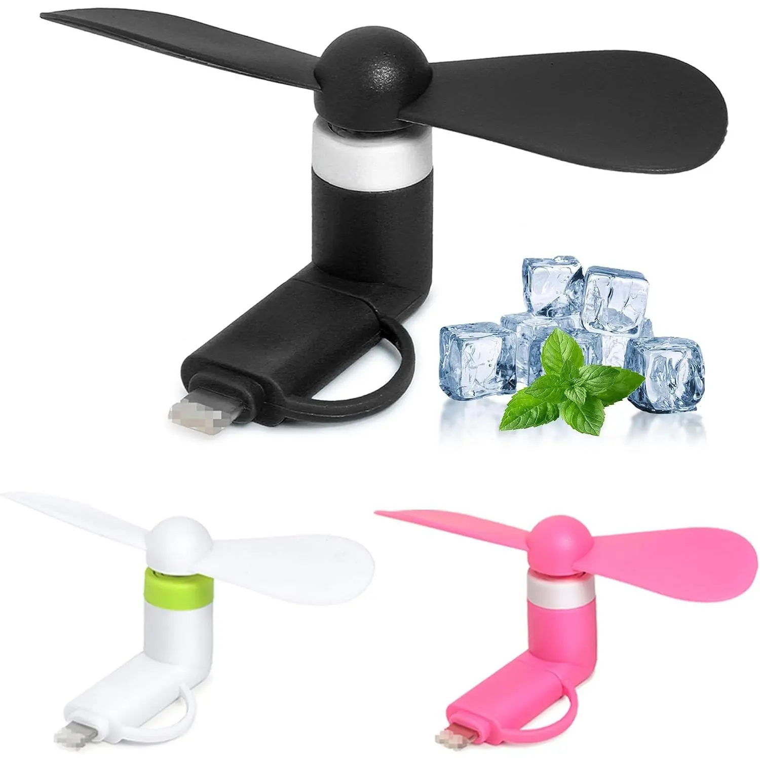 Mini Cell Phone Fan, 2-in-1 Portable Phone Fan Compatible for , iPad, Android Smartphone, Tablet - Colorful and  Cell Phone Summer Accessories 3 count